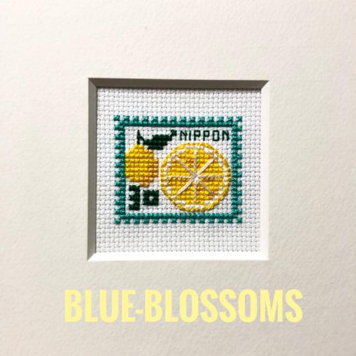 切手 クロスステッチ ギャラリー Blue Blossoms